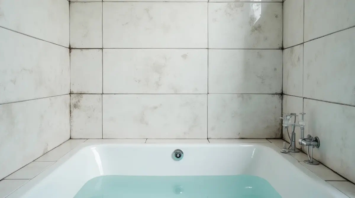 Foto de un baño con moho