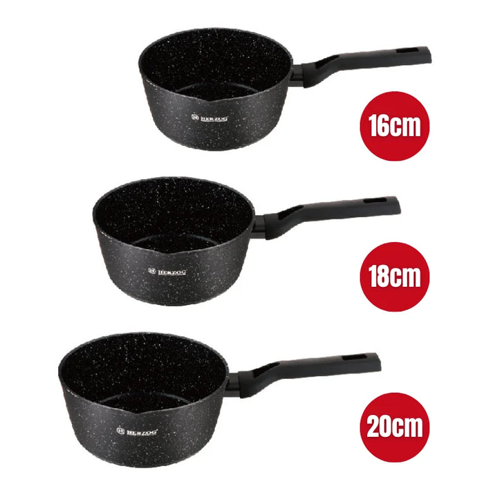 Herzog HR-2619: 3-teiliges Milch-/Saucentopf-Set mit Ausgießer