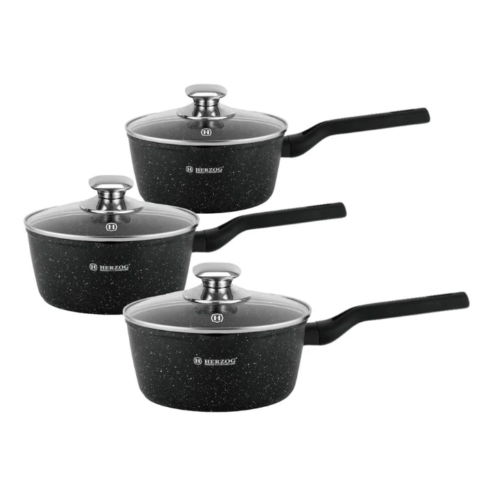 Herzog HR-2621: 6-teiliges Soßentopf-Set mit Glasdeckel