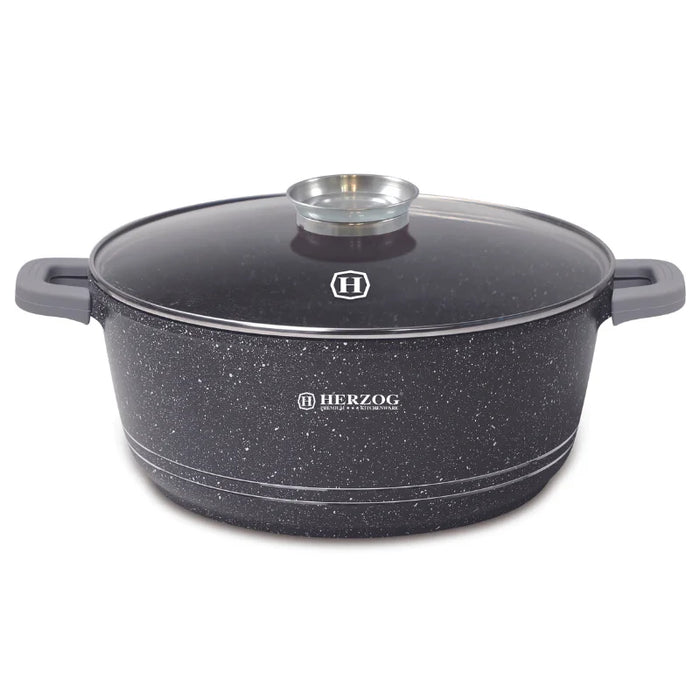 Herzog HR-5212: Marmorbeschichteter Kochtopf mit Aromaknopf 44 cm – 25 L