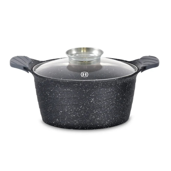 Herzog HR-5222: 24 cm großer Schmortopf mit Marmorbeschichtung und Aromaknopf – 4,6 l