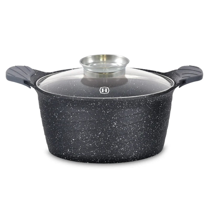 Herzog HR-5223: 28 cm großer Schmortopf mit Marmorbeschichtung und Aromaknopf – 7,1 l