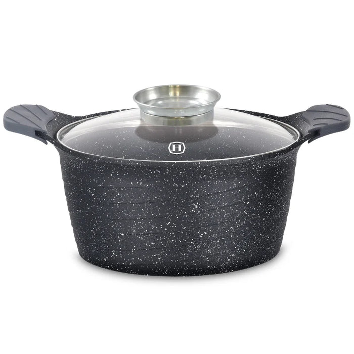 Herzog HR-5224: 32 cm großer Schmortopf mit Marmorbeschichtung und Aromaknopf – 10,2 l