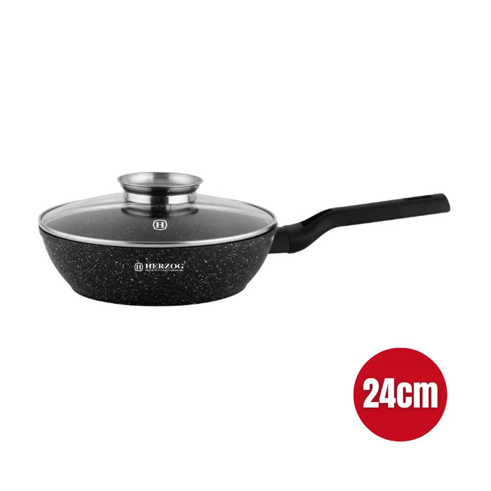 Herzog HR-2610: 24 cm Bratpfanne mit Deckel mit Aromaknopf