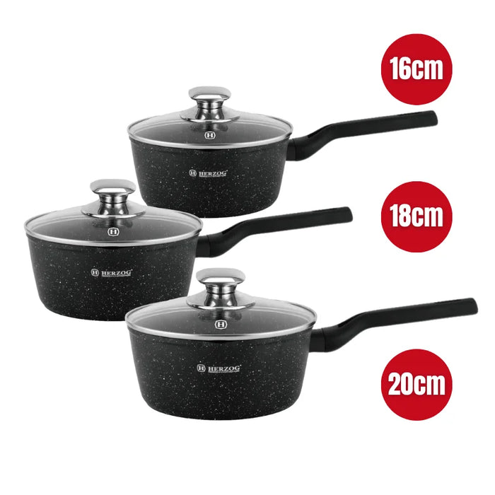 Herzog HR-2621: 6-teiliges Soßentopf-Set mit Glasdeckel