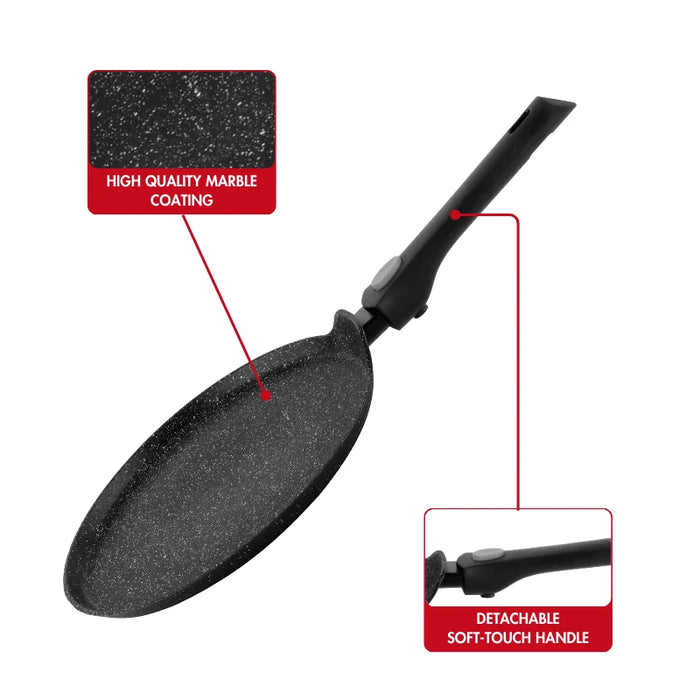 Herzog HR-3615: 28 cm Marmor-Crêpe-Pfanne mit abnehmbarem Griff