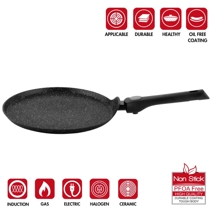 Herzog HR-3615: 28 cm Marmor-Crêpe-Pfanne mit abnehmbarem Griff