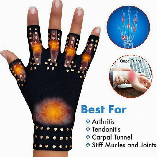guantes magnéticos, terapia de artritis, alivio del dolor, compresión suave, calor terapéutico, diseño ergonómico, libertad de movimiento, promoción de la curación natural, circulación sanguínea, versatilidad de uso, unisex, lavable a máquina, tamaño ajustable, alivio instantáneo