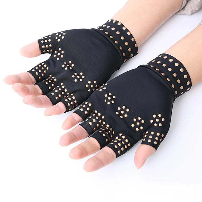 guantes magnéticos, terapia de artritis, alivio del dolor, compresión suave, calor terapéutico, diseño ergonómico, libertad de movimiento, promoción de la curación natural, circulación sanguínea, versatilidad de uso, unisex, lavable a máquina, tamaño ajustable, alivio instantáneo