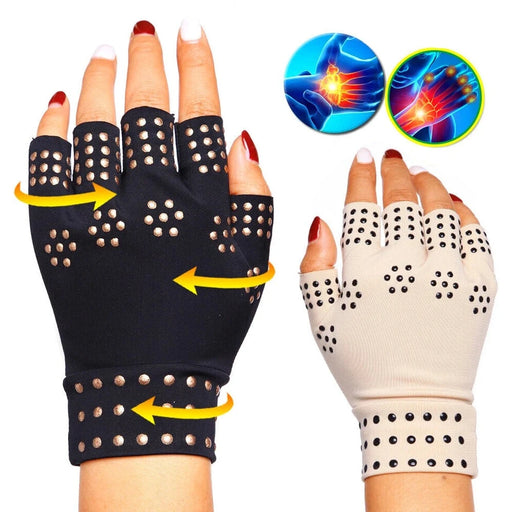 guantes magnéticos, terapia de artritis, alivio del dolor, compresión suave, calor terapéutico, diseño ergonómico, libertad de movimiento, promoción de la curación natural, circulación sanguínea, versatilidad de uso, unisex, lavable a máquina, tamaño ajustable, alivio instantáneo