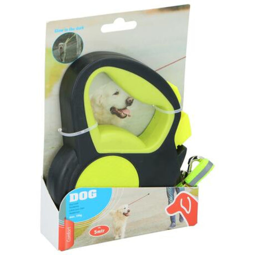 Tratamiento para mascotas ED-41678: Correa retráctil para perros que brilla en la oscuridad - 5M Amarillo - Bronmart