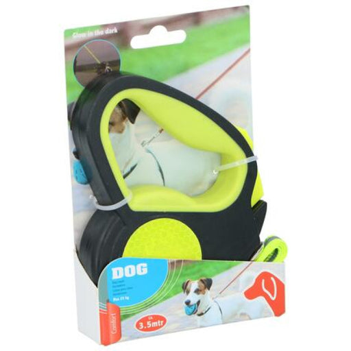 Pet Treatment ED-41661: Correa retráctil para perros que brilla en la oscuridad - 3,5 m, amarilla - Bronmart