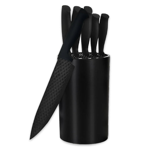 Cheffinger CF-JJ06: Juego de 6 Cuchillos de Cocina Antiadherentes con Diseño de Diamante - Negro -Bronmart