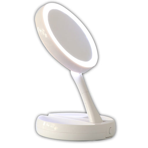 Espejo,de,tocador,para,maquillaje,de,doble,cara,con,luces,LED,plegable, BronBeauty©