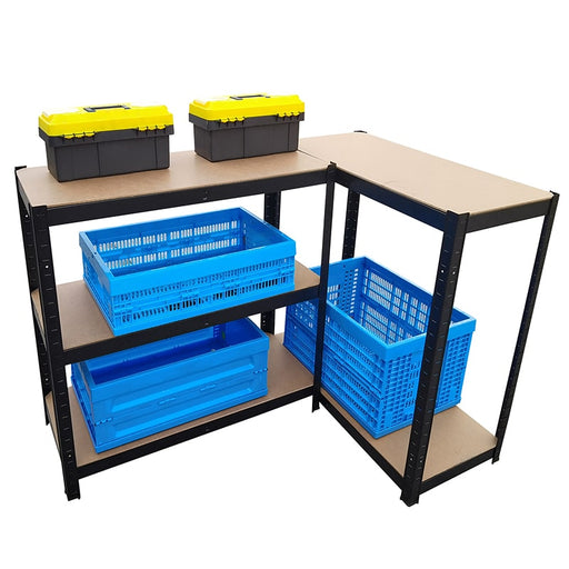 Estantería-metálica-kit-Negro-y-Marrón-180x90x40cm, carga-max. 175kg-por-balda-BronTools©,HG-8027BLK-Etagere-de-Rangement-Enduite-Noire-H-1-bronmart.com