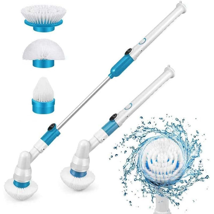 Fregadora giratoria eléctrica, cepillo de limpieza Turbo, limpiador de baño recargable inalámbrico con mango de extensión, cepillo adaptable, bañera