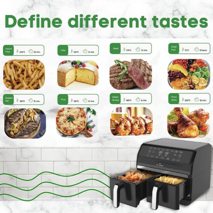 Freidora Sin Aceite Doble 8 L y 1700 W Dual Airfryer XXL 8 en1 | BronKitchen©