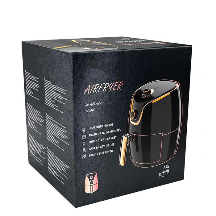 Freidora de aire sin aceite, AirFryer extra grande 7L de 1700 W con perilla mecánica | BronKitchen©,freidora de aire,freidora,electrodomésticos,comida sana,comida saludable