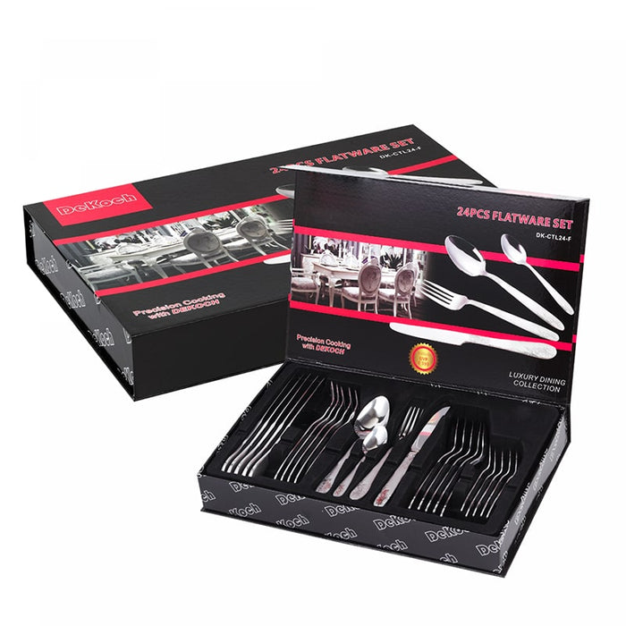 Juego de cubiertos de 24 piezas con caja  - Flor | BronKitchen©