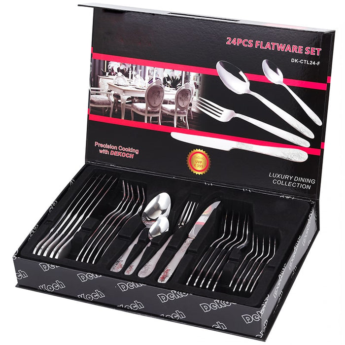 Juego de cubiertos de 24 piezas con caja  - Flor | BronKitchen©