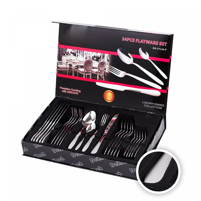 Juego de cubiertos de 24 piezas con caja - Liso | BronKitchen©