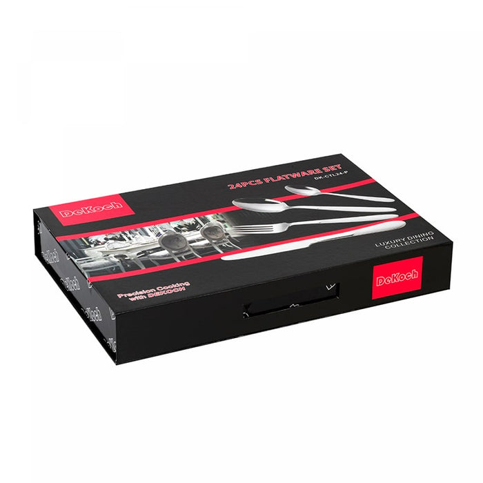 Juego de cubiertos de 24 piezas con caja - Liso | BronKitchen©