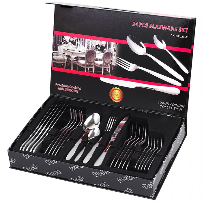 Juego de cubiertos de 24 piezas con caja - Liso | BronKitchen©