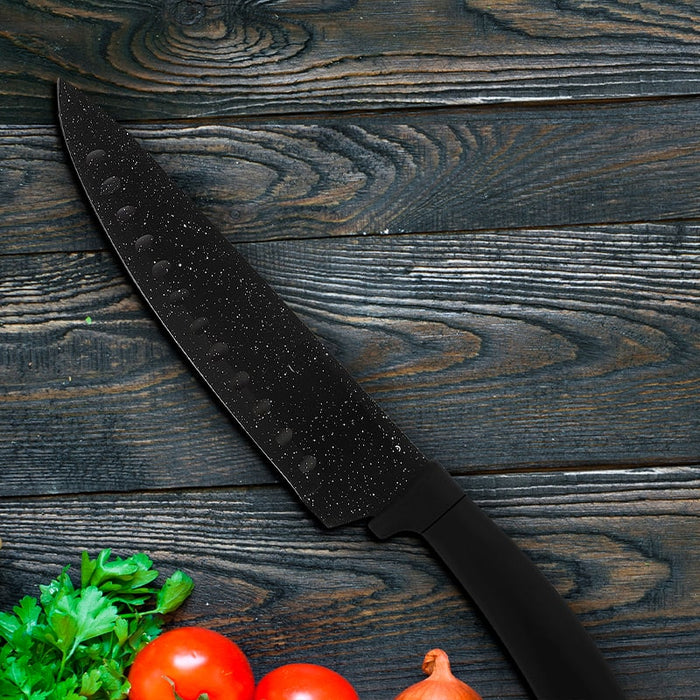 Juego de cuchillos con soporte de acrílico de 8 piezas - Mármol negro | BronKitchen©