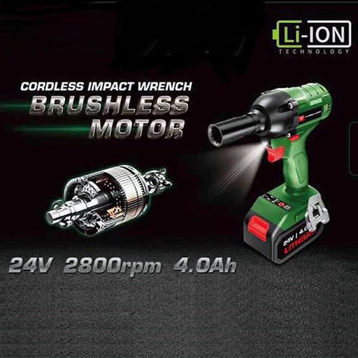 Llave de impacto inalámbrica, motor sin escobillas 24V 4.0Ah,que es una llave de impacto inalambrica, para que sirve una llave de impacto inalámbrica,bronmart españa,fr,be,nl,de,co.uk,llave de impacto a batería potente,llave impacto,llave de impacto a batería,llave de impacto parkside,llave de impacto manual,