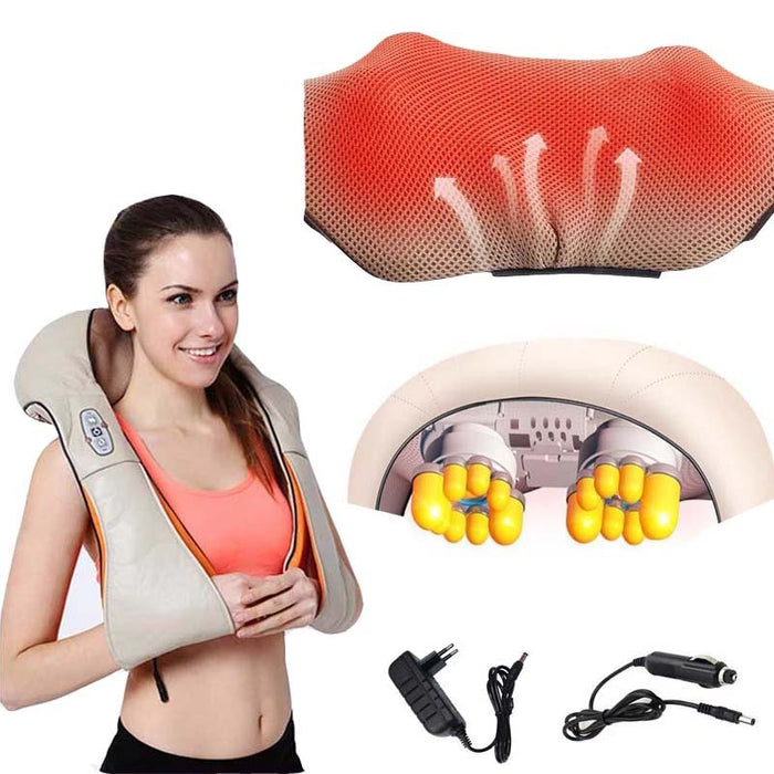 Masajeador-de-Cuello-Hombros-y-Espalda-BronHealth© ,Masajeador-de-Cuello-y-Hombros-Básico-Shiatsu,Masajeador-Cervical-con-3D -Rotación-y-Función-de-Calor-para-Relajación-de-Fatiga-en-Casa, Oficina-o-Coche-2-Años-Garantía,bronmart,es,fr,it,nl,be,de,pt,co.uk,Masajeador para hombros, espalda, cuello Shiatsu, con función de calor, masajeador cervical, cojín de masaje eléctrico, 16 cabezales de masaje, regalo para mujeres, hombres, oficina,coche y hogar