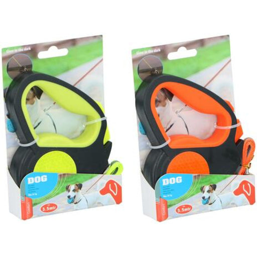 Pet Treatment ED-41661: Correa retráctil para perros que brilla en la oscuridad - 3,5 m, amarilla - Bronmart