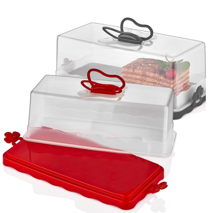 Porta pasteles rectangular, recipiente para pasteles con tapa Rojo | BronKitchen©