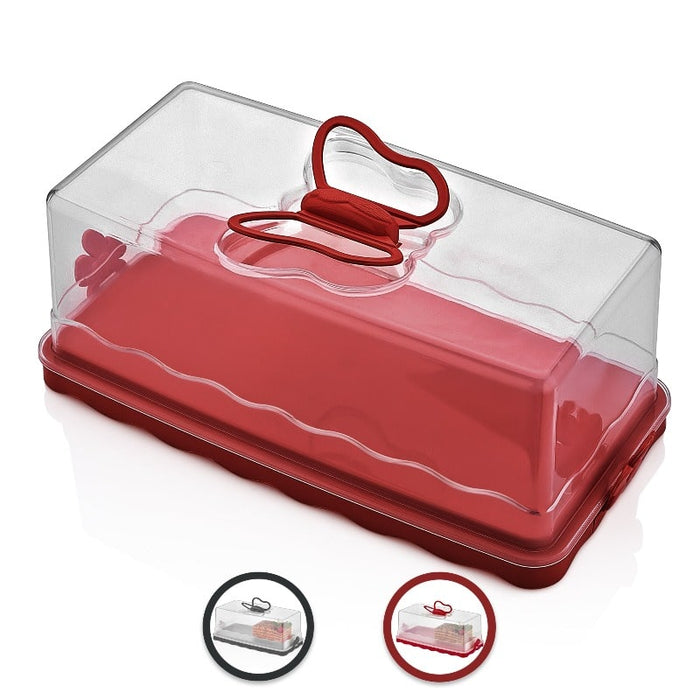 Porta pasteles rectangular, recipiente para pasteles con tapa Rojo | BronKitchen©