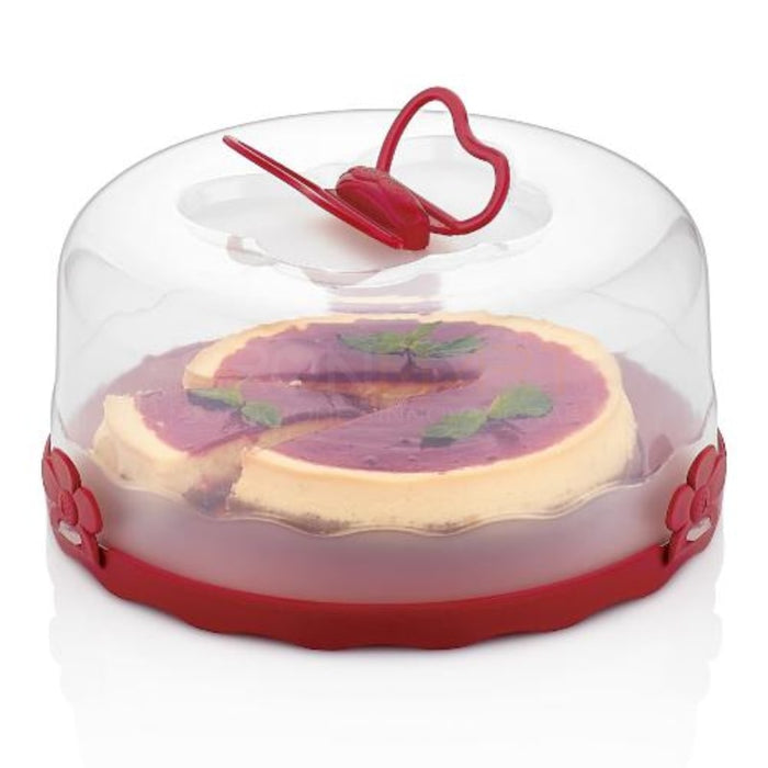 Porta tartas redondo, recipiente para tartas con tapa Rojo | BronKitchen©