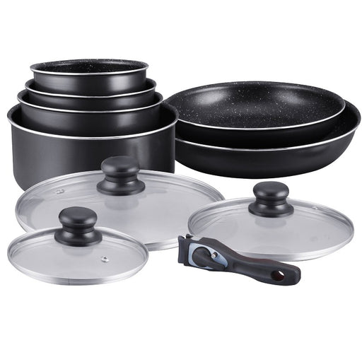 Batería ,De ,Cocina ,De, 10, Piezas ,Con ,Revestimiento ,De ,Mármol,color, Negro