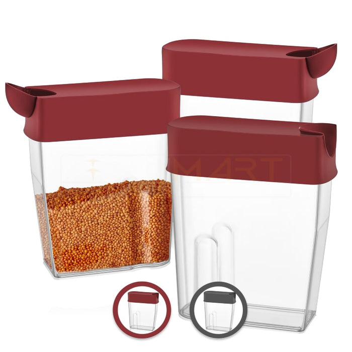 Botes Cocina, Juego de 6 Piezas de Recipiente de Botes Cocina Almacenaje de Plástico de Alimentos Sellados con Tapa, Se Utiliza para Almacenar Cereales, Pasta, Arroz, Harina, Etc