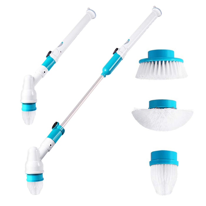 Fregadora giratoria eléctrica, cepillo de limpieza Turbo, limpiador de baño recargable inalámbrico con mango de extensión, cepillo adaptable, bañera