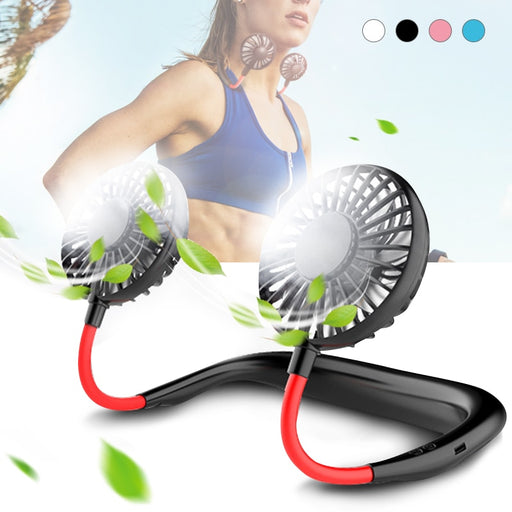 Miniventilador portátil con USB, dispositivo de ventilación manos libres para cuello, batería recargable, pequeño, para deportes, escritorio, aire acondicionado, 2000mA