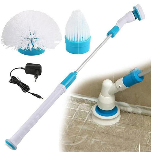 Fregadora giratoria eléctrica, cepillo de limpieza Turbo, limpiador de baño recargable inalámbrico con mango de extensión, cepillo adaptable, bañera