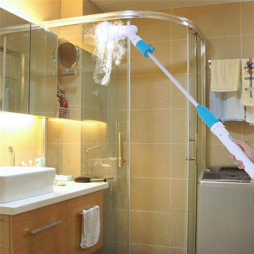 Fregadora giratoria eléctrica, cepillo de limpieza Turbo, limpiador de baño recargable inalámbrico con mango de extensión, cepillo adaptable, bañera