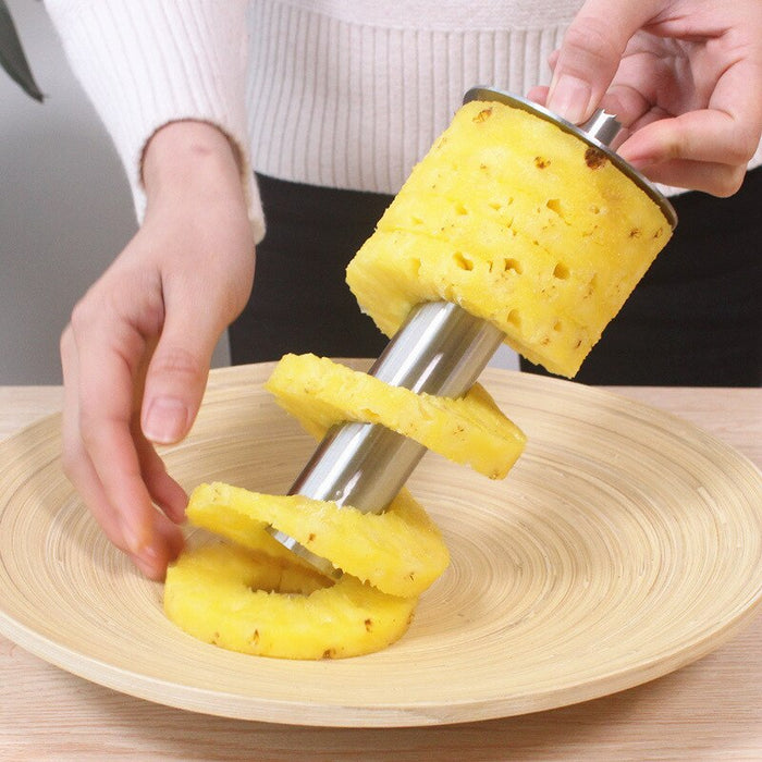 Acero inoxidable, piña, pelador, cortador, fruta, cuchillo, rebanada, espiral, piña, corte, máquina, fácil de usar, cocina, cocina, herramientas
