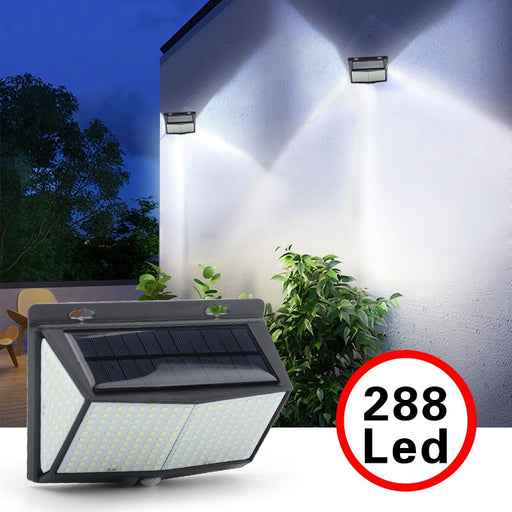 Luz LED Solar con Sensor de cuerpo humano 468, lámpara Solar IP65 para exteriores, ajuste automático de brillo, farola de jardín, 288 LED