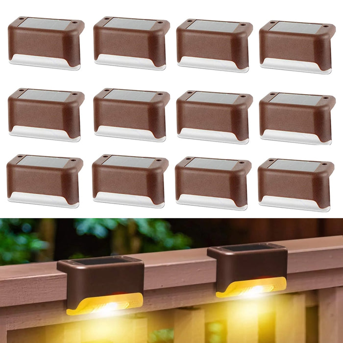 Luces solares de 4/8/12 Uds., Luces solares para pasos al aire libre, lámpara de valla de escalera Solar Led resistente al agua, decoración para patio, escaleras, jardín, patio