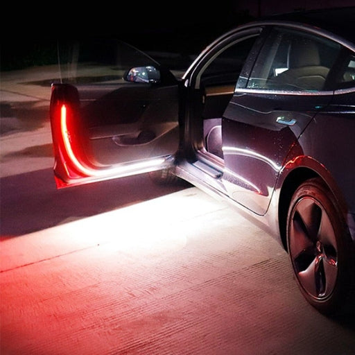 luces LED de bienvenida para puerta de coche, tira Flexible de advertencia de apertura de puerta, luz estroboscópica decorativa automática, luz lateral de seguridad de 47 pulgadas, 12V
