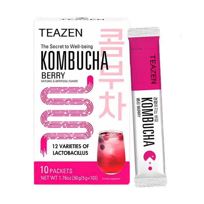TEAZEN Kombucha Berry – Koreanischer Fermentierte Tee mit Probiotika, zuckerfrei und kalorienarm