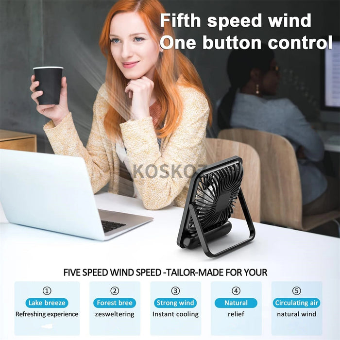 Ventilador de mesa USB plegable para oficina y camping