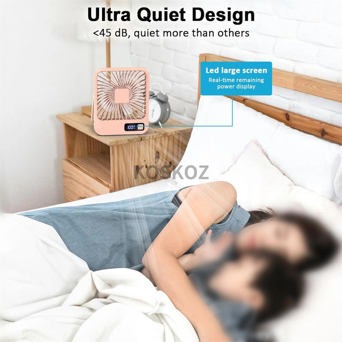 Wiederaufladbarer USB-Schreibtischventilator | 5 Geschwindigkeiten 180° faltbar geräuscharm