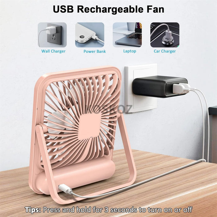 Wiederaufladbarer USB-Schreibtischventilator | 5 Geschwindigkeiten 180° faltbar geräuscharm