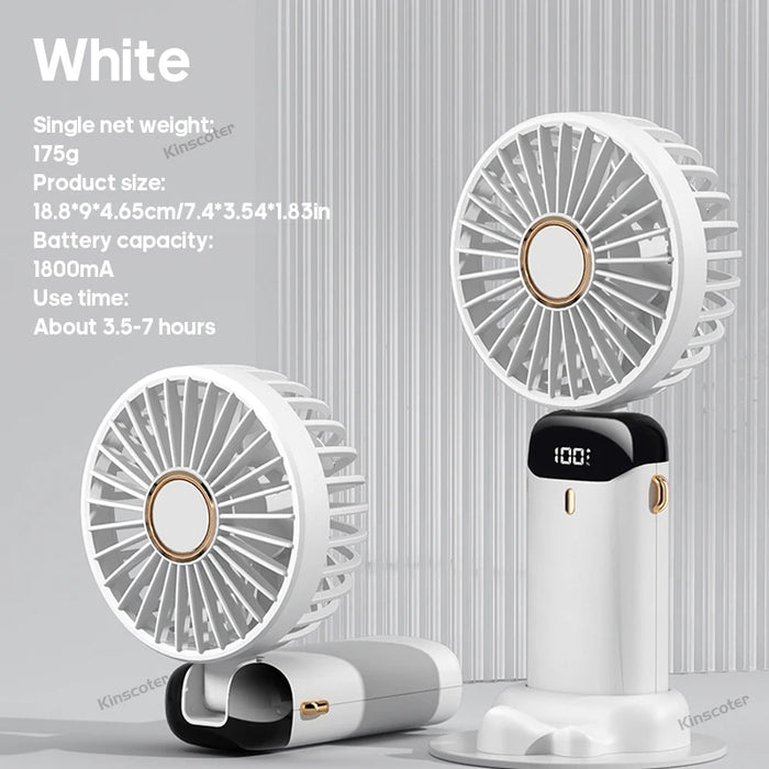 Tragbarer faltbarer USB-Mini-Ventilator | 5 Geschwindigkeiten, zum Umhängen, wiederaufladbar, freihändig