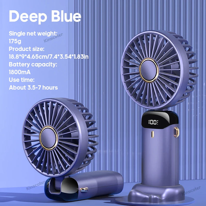 Tragbarer faltbarer USB-Mini-Ventilator | 5 Geschwindigkeiten, zum Umhängen, wiederaufladbar, freihändig